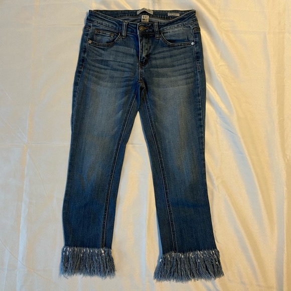 Judy Blue Denim - Judy Blue Dark Blue Fringed Ankle Jeans